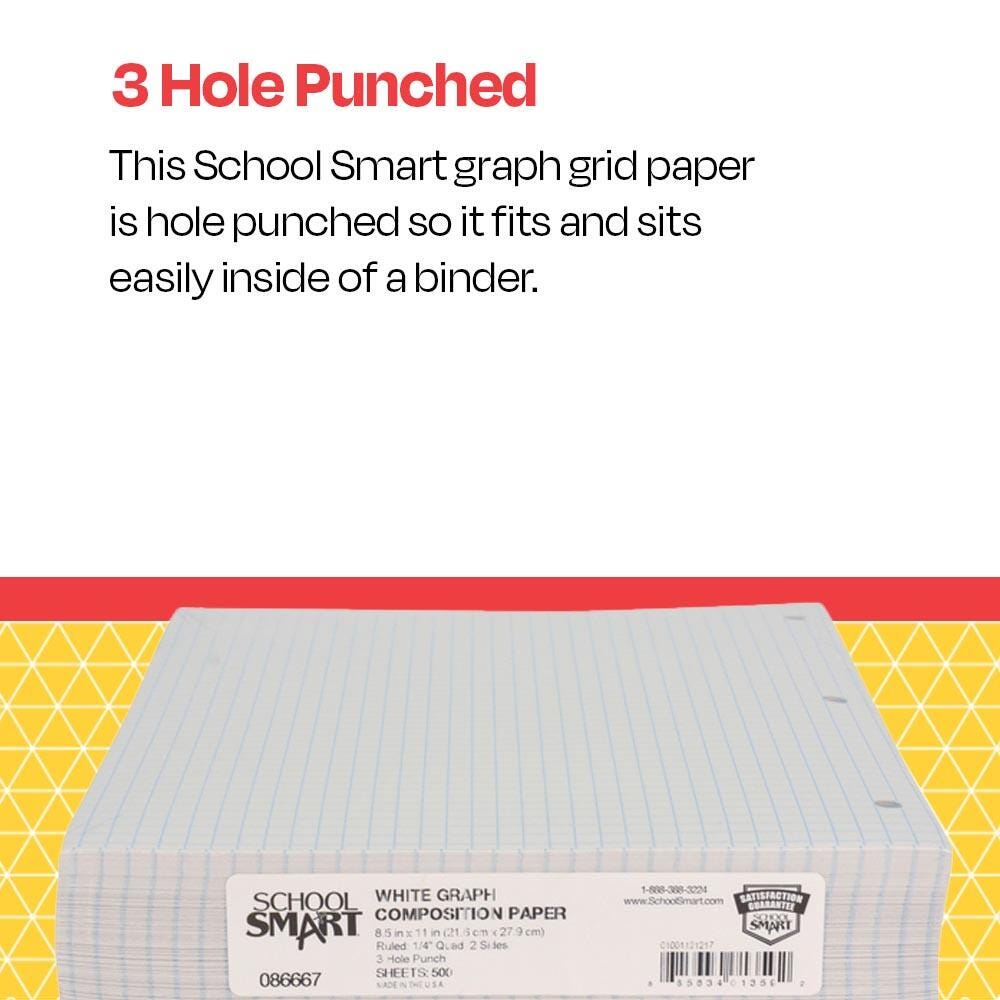 School Smart Graph Grid Paper, 3-Hole Punched, Letter Size School Smart Graph Grid Paper, 3-Hole Punched, Letter Size